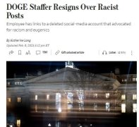 马斯克“政府效率部”遇挫！员工涉嫌发布种族